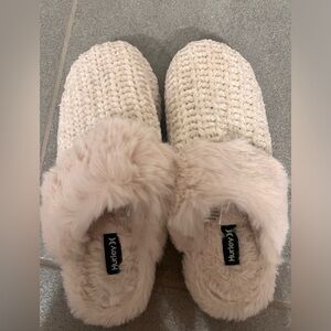 Hurley Knit & Faux Fur Slippers